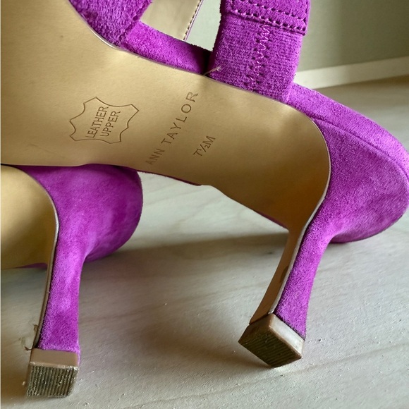 Ann Taylor Missy Strap Suede Heel Sandals, 7.5 - Picture 5 of 11
